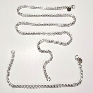 925 Sterling Silver Necklace Bracelet Set Box Chain Valentines Birthday Gift NEW